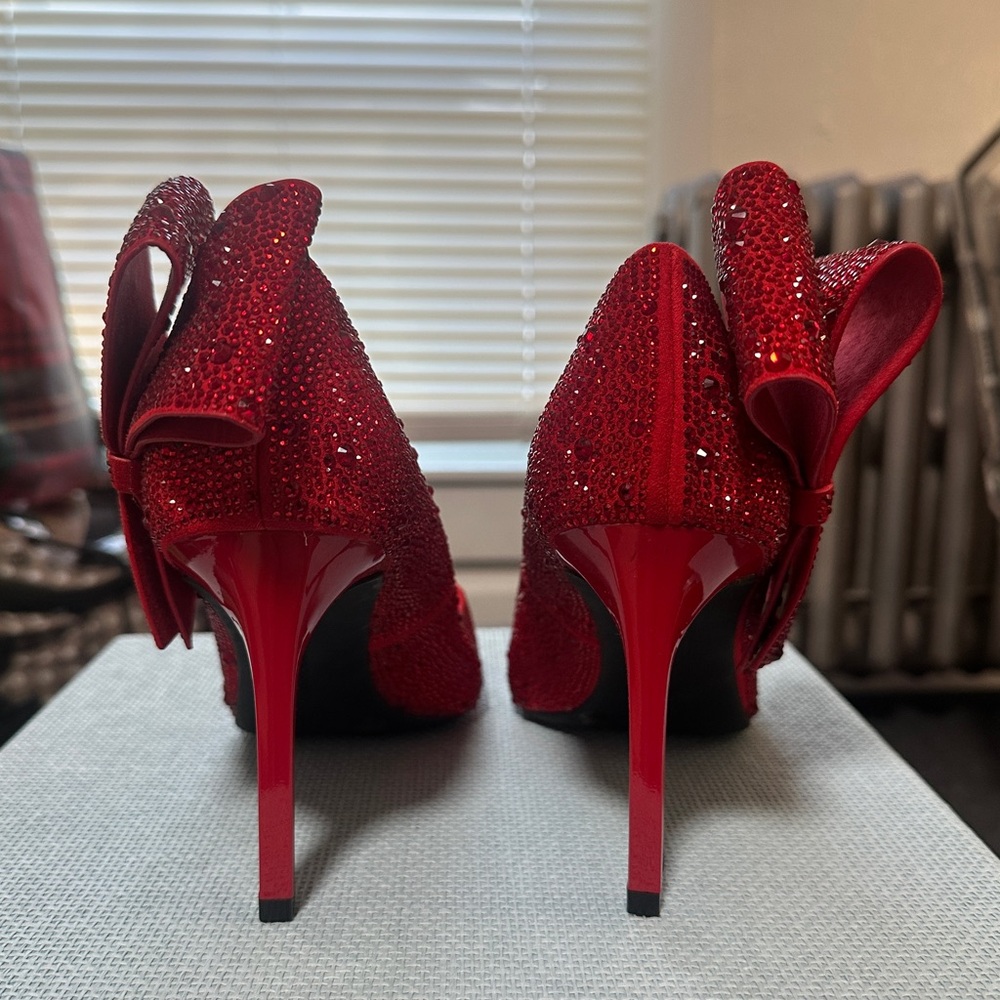INC International Concepts Sparkling Red Heels - Picture 3 of 5
